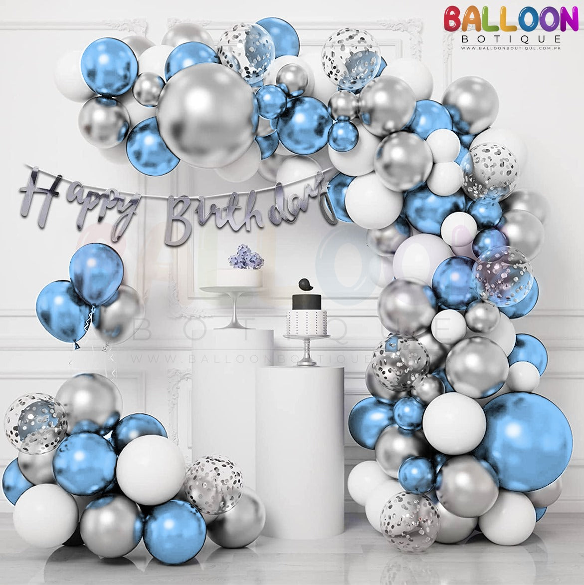 Birthday Decoration kit 69 pieces chrome metallic balloons Theme pack