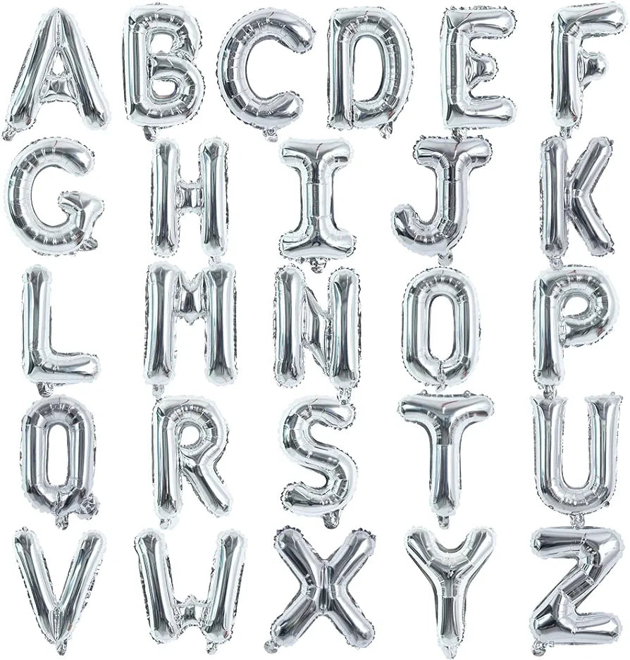 Customized alphabet foil balloons in silver colour
