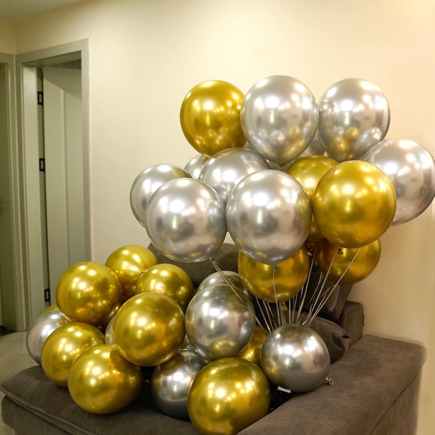 Birthday Party Decoration Shinny Chrome Balloons and Letter Foil Balloons Set of 62 Pcs