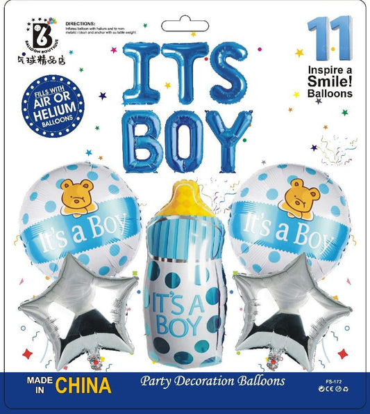 It's a Boy Balloon Decoration Kit - 11 Pcs | Baby Boy Welcome Party Balloons