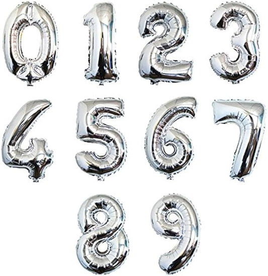 Foil number Balloons Party Decoration 16 inch (Silver)