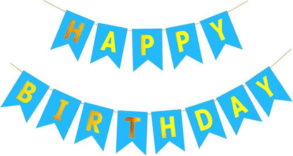 Happy Birthday Fishtail Cardstock Banner with Ribbon Reusable Party Backdrop