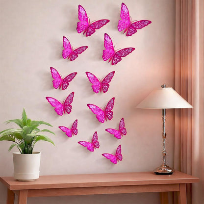 12 pec 3D Butterfly Wall & balloon Stickers for Elegant Home Decor