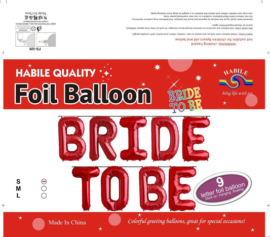 Bride To Be Foil Balloon Set – 9 Red Letter Balloons
