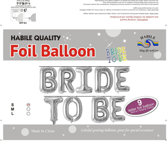 Bride To Be Foil Balloon Set – 9 Sliver Letter Balloons