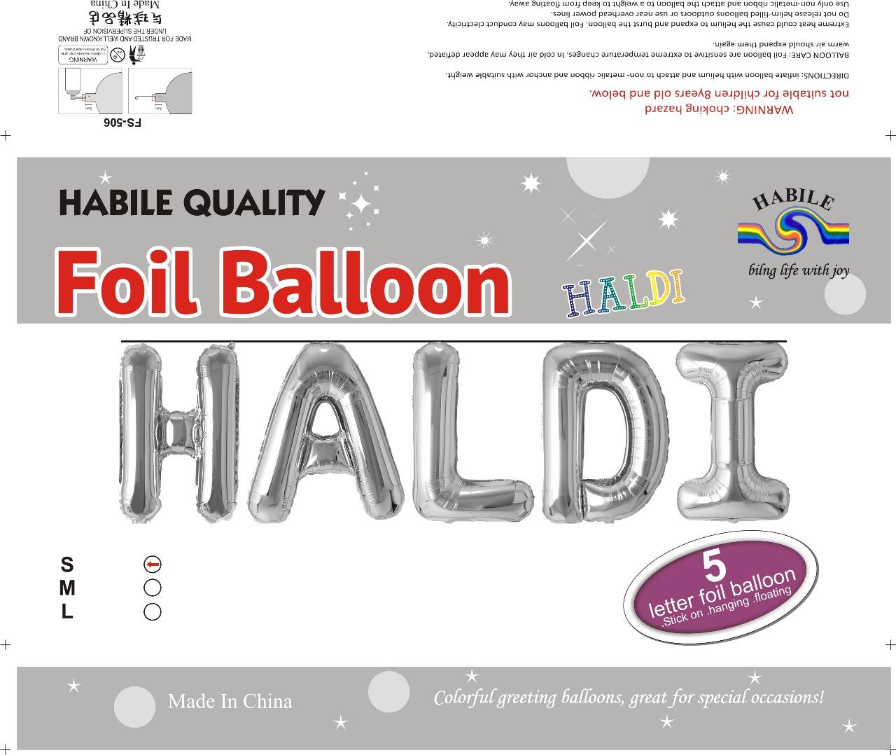 Haldi Foil Balloon Set – 5 Silver Letter Balloons