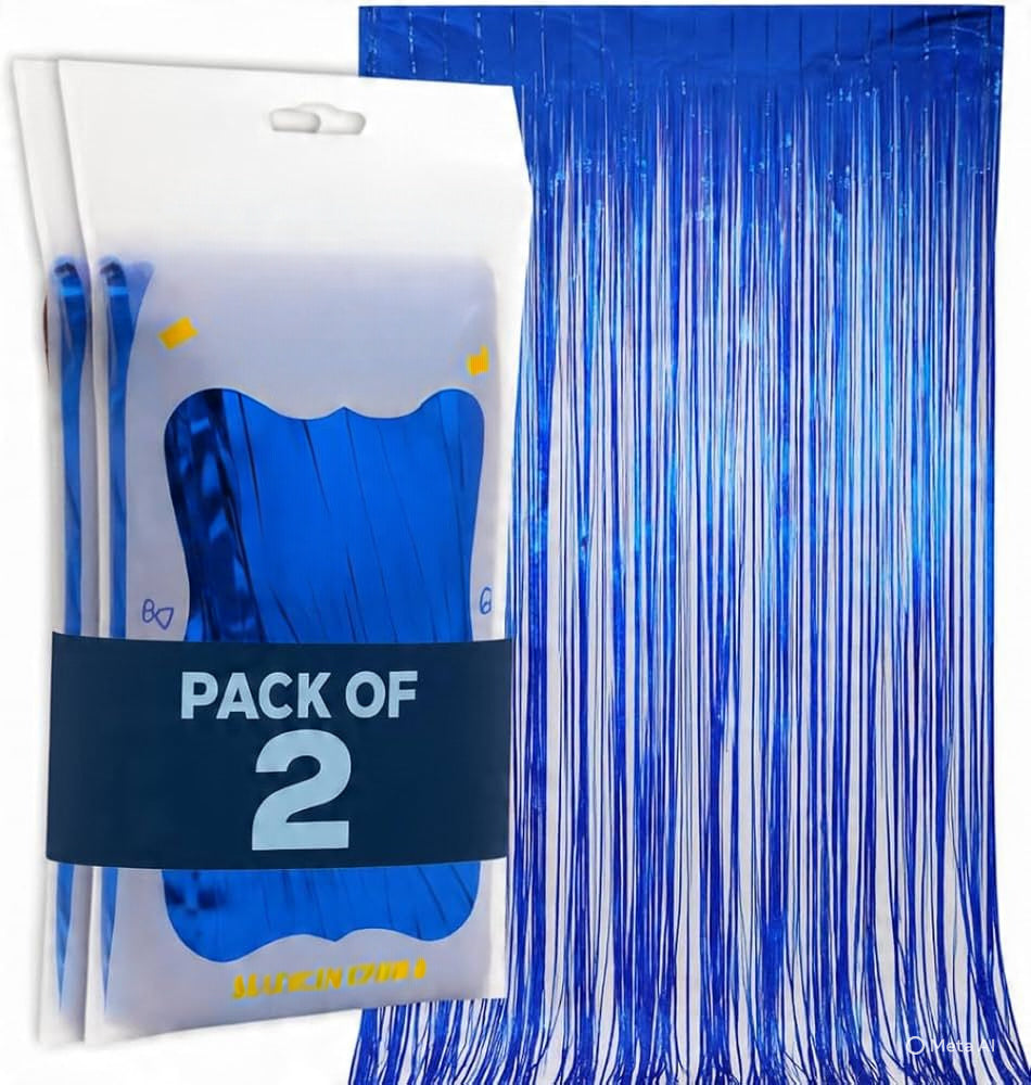 Foil Fringe Curtain Backdrop for Party Decoration - 2 Pc