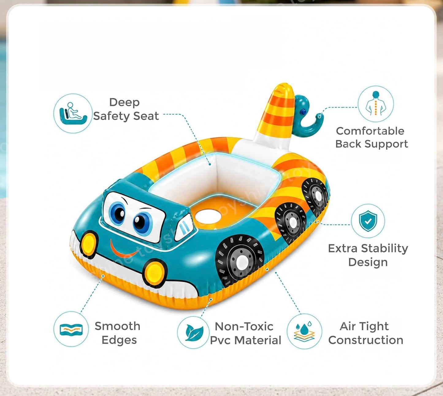Cutie Car Ring Tube Water Play Centre Toy for Kids - 78 x 58 Cms