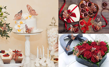 Party Propz Rose Gold 3D Butterfly Wall Stickers for Elegant Home Decor