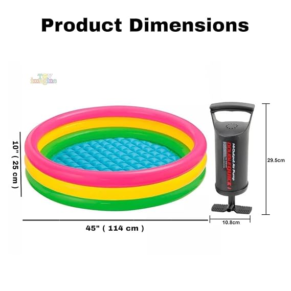 45 x 10 inches Round Inflatable Baby Pool – Sunset Glow 3 Ring