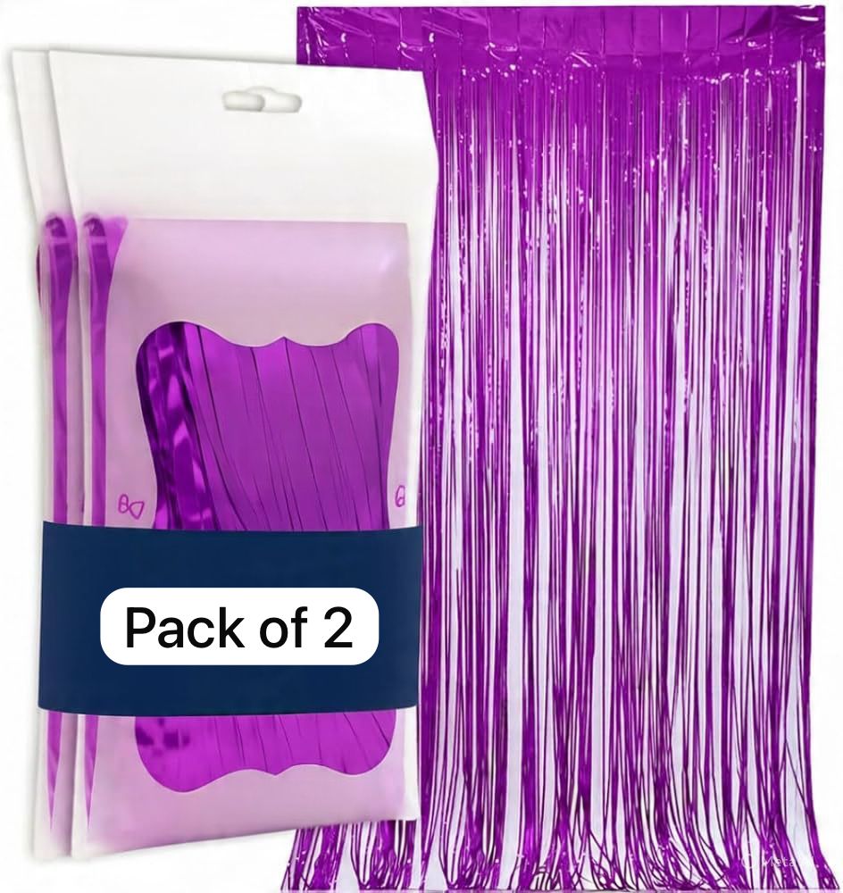 Foil Fringe Curtain Backdrop for Party Decoration - 2 Pc