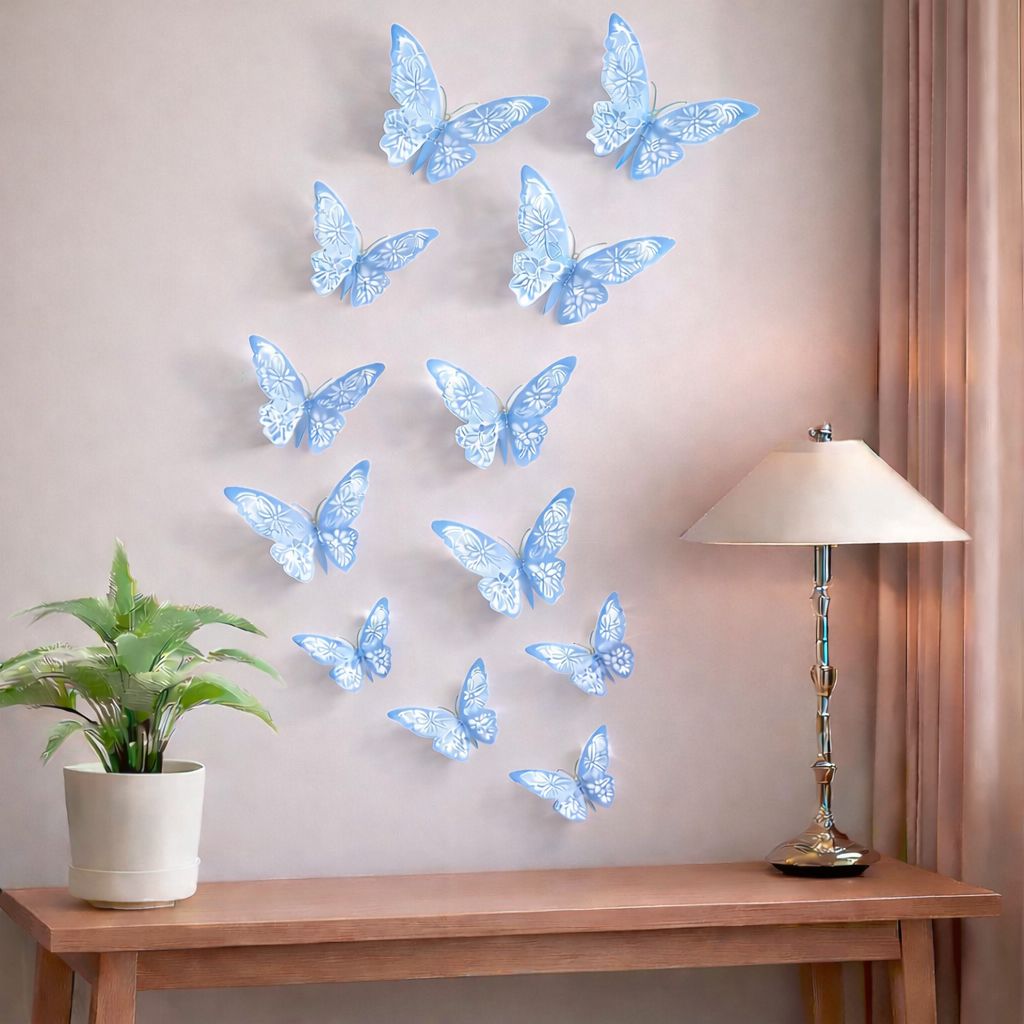 12 pec 3D Butterfly Wall & balloon Stickers for Elegant Home Decor