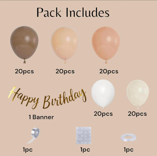 Teddy Bear Theme Birthday Decoration Kit – Brown & Neutral Balloon Arch