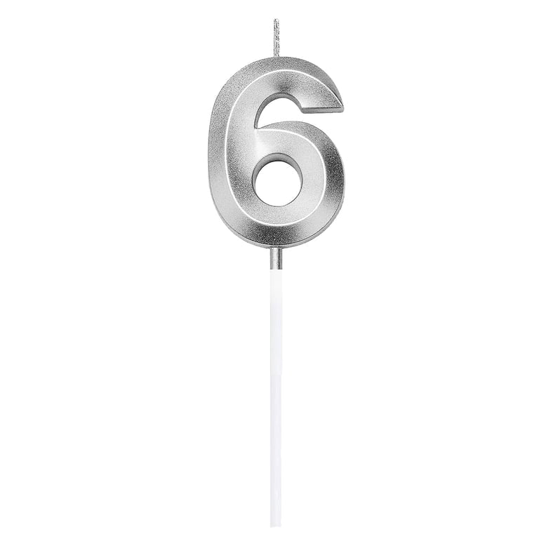 3D Number Candles for Cake (Silver)