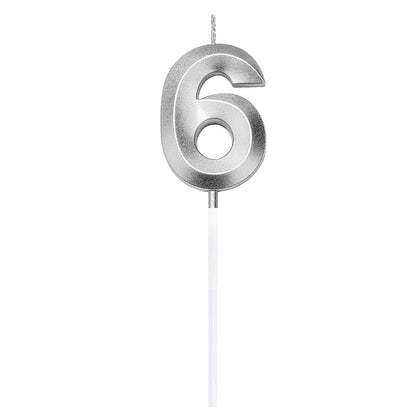 3D Number Candles for Cake (Silver)