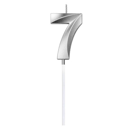 3D Number Candles for Cake (Silver)