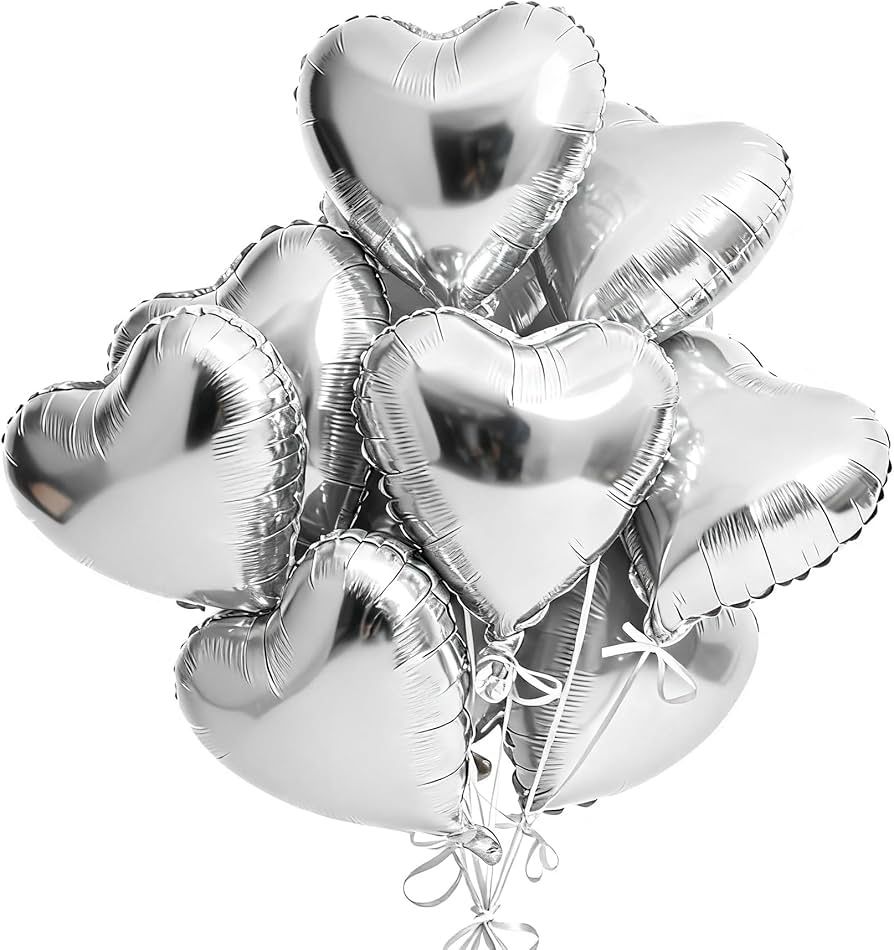Heart Balloons, 12 Pcs Heart Shaped Foil Balloons for Valentines Day