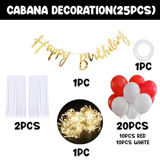 Romantic Red & White Birthday Balloon Decoration Kit - Set of 25 Pcs