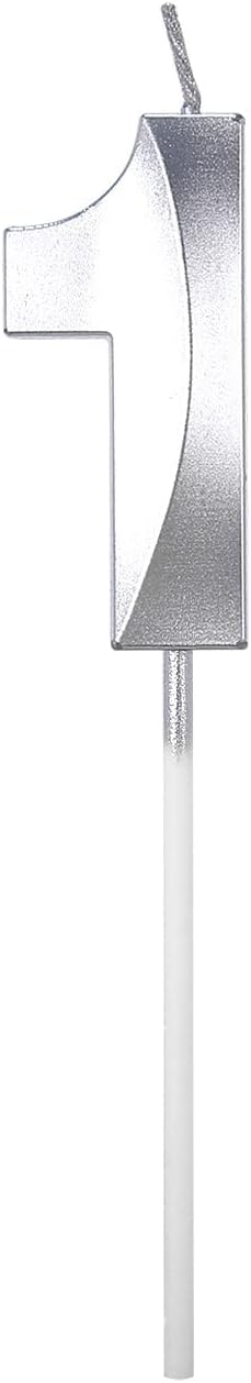 Silver Number Candle Happy Birthday 3D Number Candles for Birthday Cake