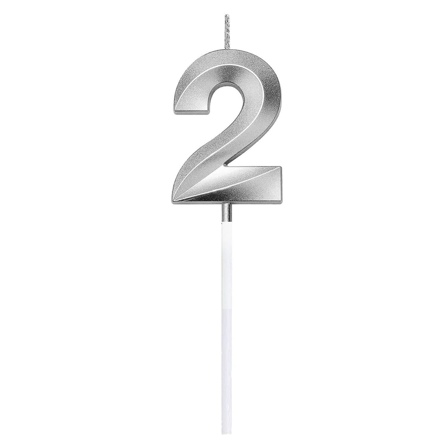 3D Number Candles for Cake (Silver)