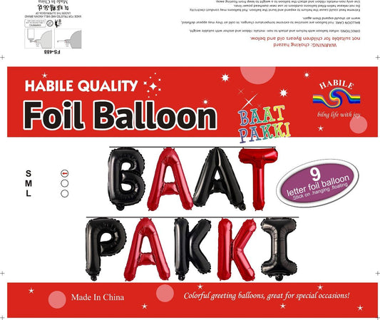 BAAT PAKKI Foil Balloon Set – 9 Letter Red & Black Balloons