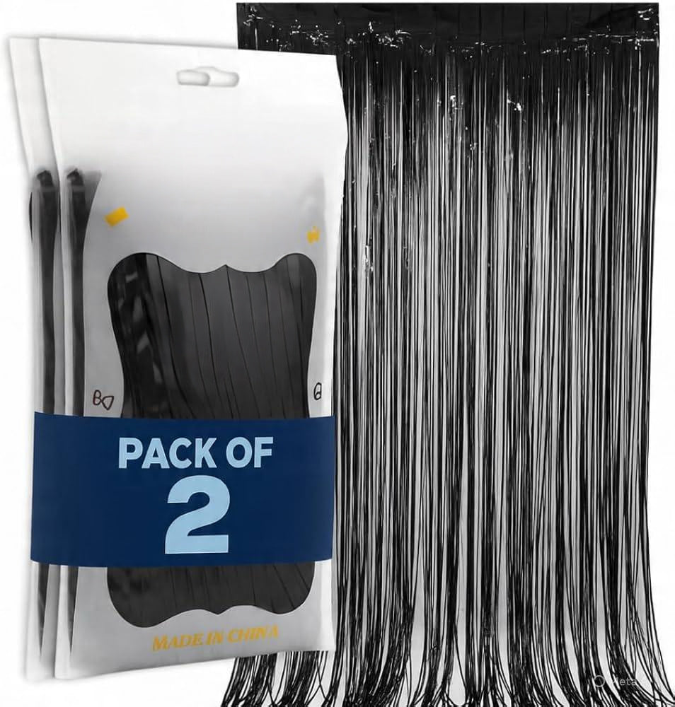 Foil Fringe Curtain Backdrop for Party Decoration - 2 Pc
