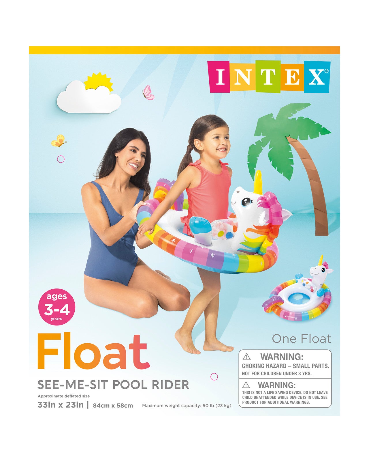Unicorn Baby Float Kid Boat Inflatable Swimming Pool Ring Tube 32” x 23”