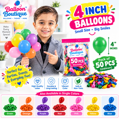4 Inch Balloons - 50 Pcs Pack