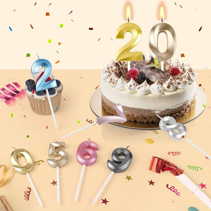 3D Number Candles for Cake (Silver)