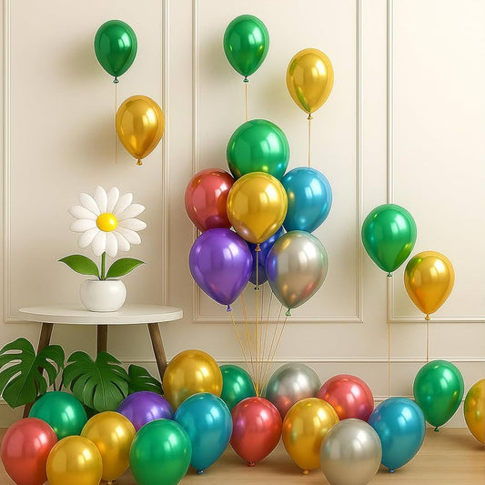 Multicolor Chrome metallic Balloons For Decoration - Pack Of 50 Pcs Balloons For Decoration