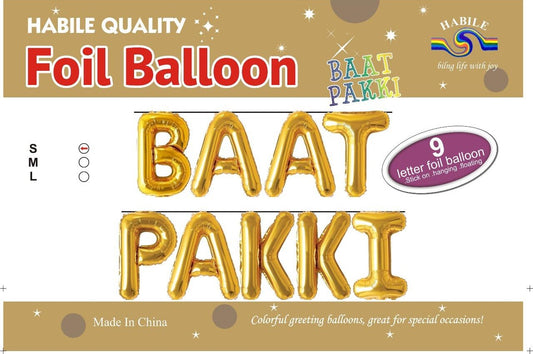 BAAT PAKKI Foil Balloon Set – 9 Letter Golden Balloons