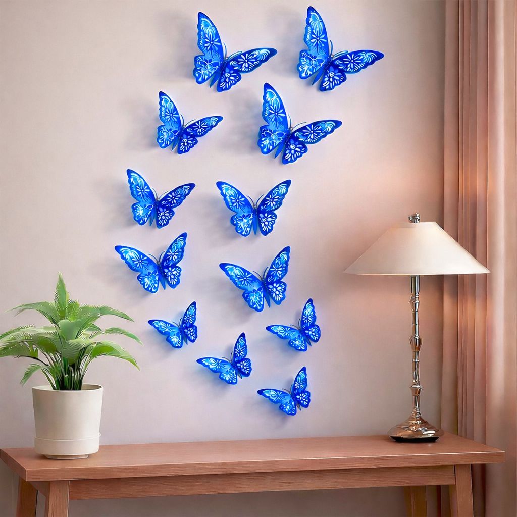 12 pec 3D Butterfly Wall & balloon Stickers for Elegant Home Decor
