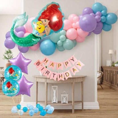 Delightful 48-Piece Mermaid Party Balloon Arch Kit - 32-inch Foil, Helium Ready