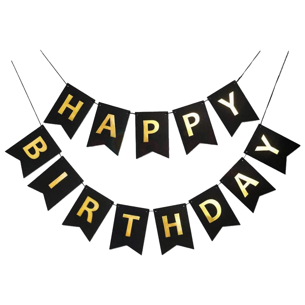 Happy Birthday Fishtail Cardstock Banner with Ribbon Reusable Party Backdrop