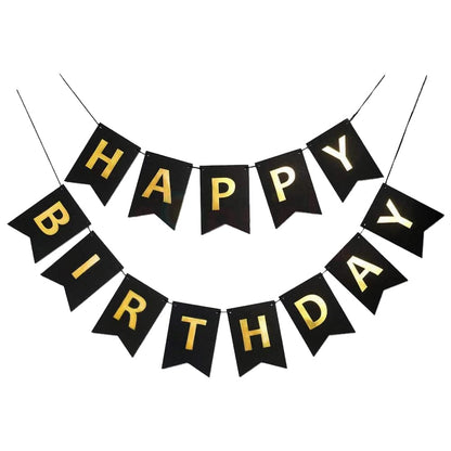 Happy Birthday Fishtail Cardstock Banner with Ribbon Reusable Party Backdrop