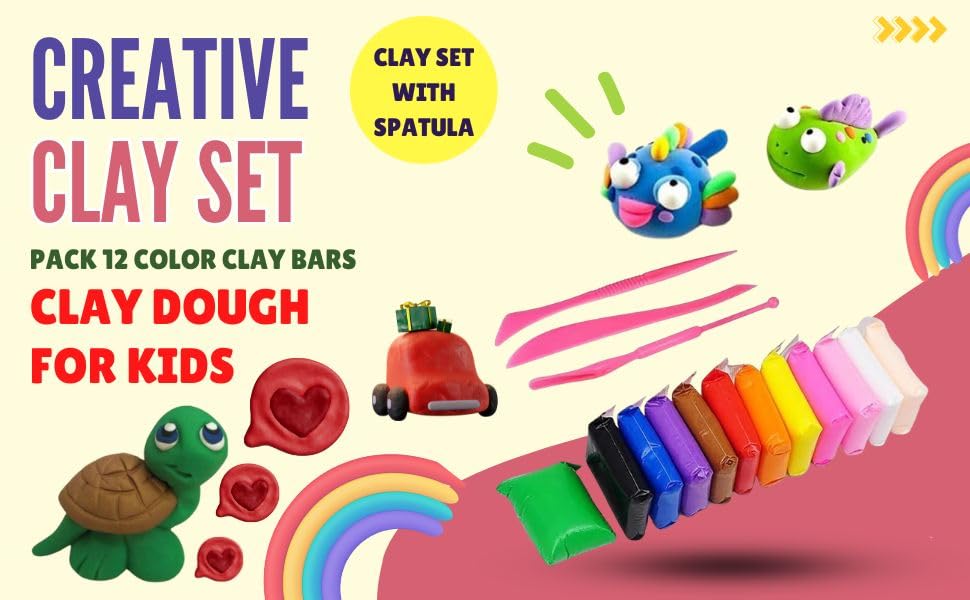 Colorful Clay Dough Set for Kids – 12 Colors with different Colors