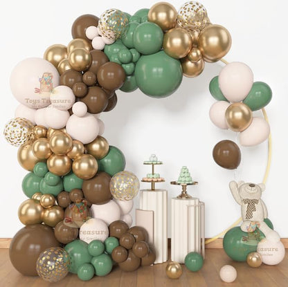 Green Gold Confetti Balloons Decoration kit - 153 Pcs Pack (