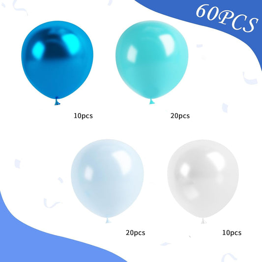 60 Pcs Metallic Blue Confetti Balloons for Wedding & Birthday Party