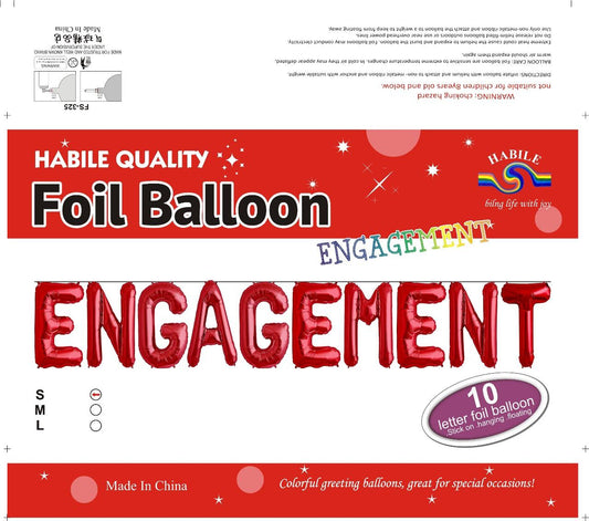 Engagement Foil Balloon Set - 10 Red Letter