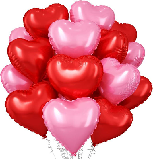 Heart Balloons, 12 Pcs Heart Shaped Foil Balloons