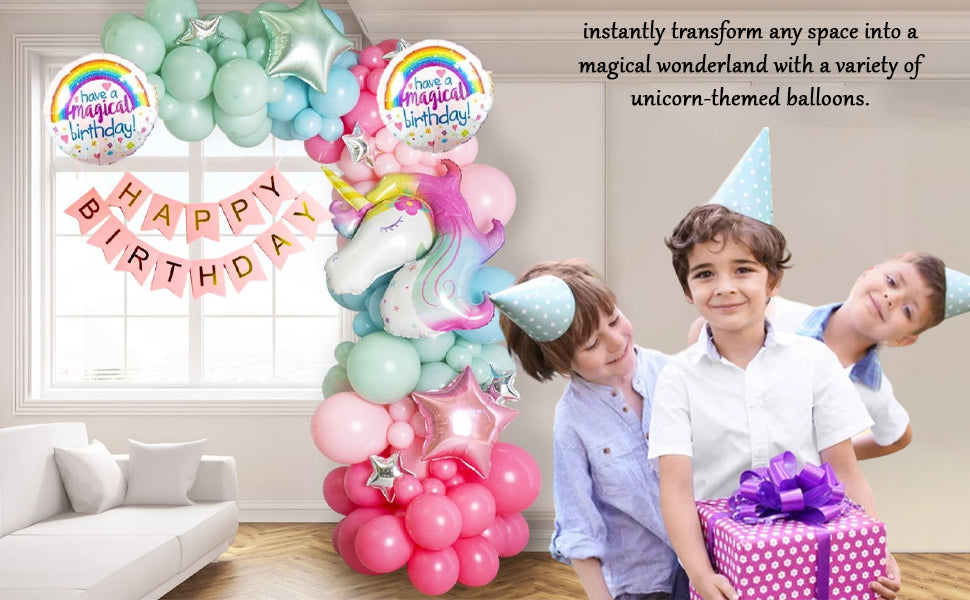Party Town 83-Piece Unicorn Balloon Arch Kit: Helium Foil & Pastel Birthday Decorations