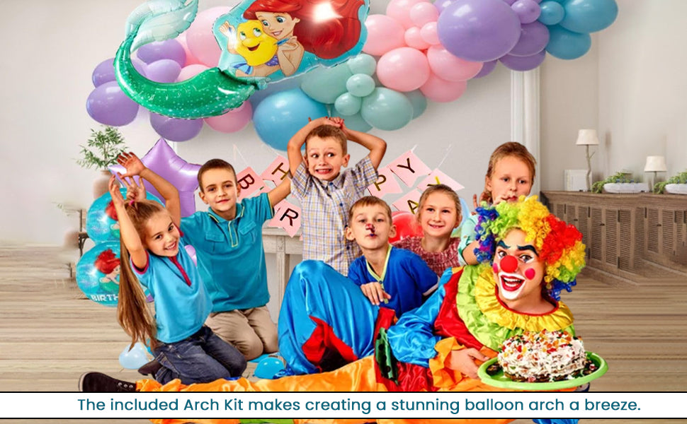 Delightful 48-Piece Mermaid Party Balloon Arch Kit - 32-inch Foil, Helium Ready