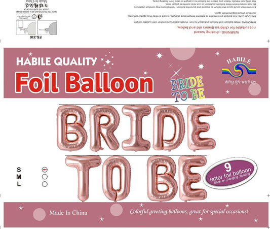 Bride To Be Foil Balloon Set – 9 Rose Gold Letter Balloons