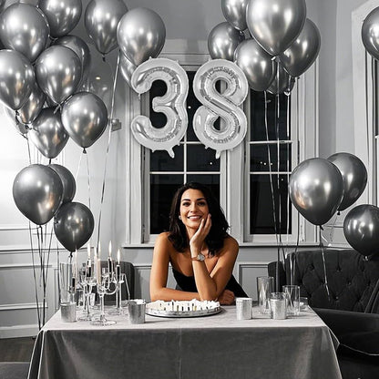 Foil number Balloons Party Decoration 16 inch (Silver)