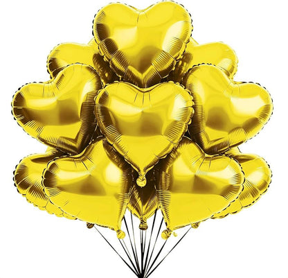 Heart Balloons, 12 Pcs Heart Shaped Foil Balloons