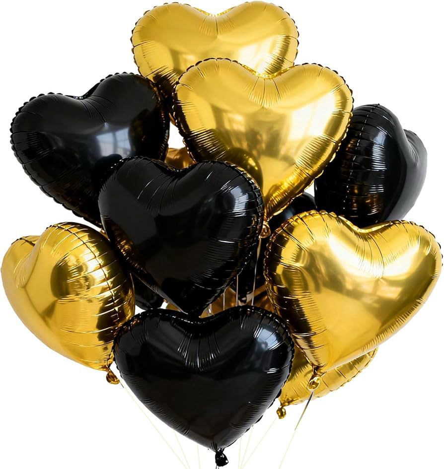 Heart Balloons, 12Pcs Heart Shaped Foil Balloons for Valentines Day