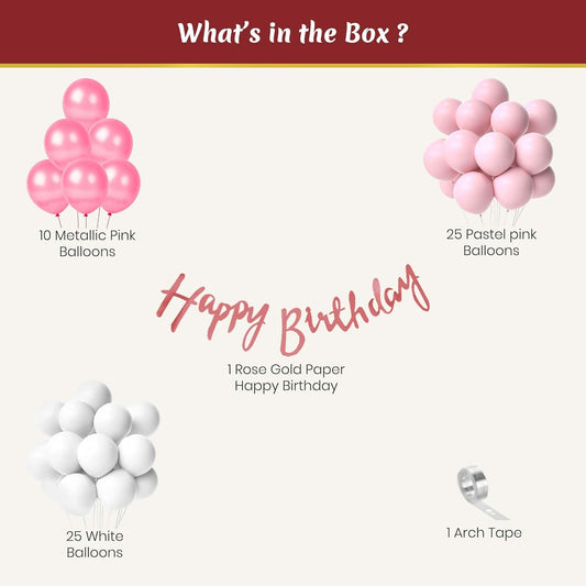 Birthday Decoration Kit for Girl - Set of 62 Pcs