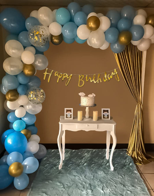 Happy Birthday Decoration Kit for Boys- 70Pcs with Blue and White Balloons