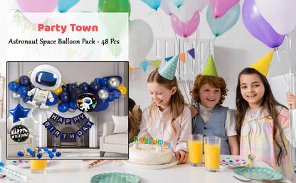 Party Town 48-Piece Astronaut Space Balloon Pack, Helium Supported, 32-inch Foil
