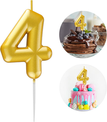 Golden Number Candle Happy Birthday 3D Number Candles for Birthday Cake